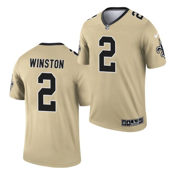 Men New Orleans Saints 2 Jameis Winston Nike Gold Inverted Legend NFL Jersey